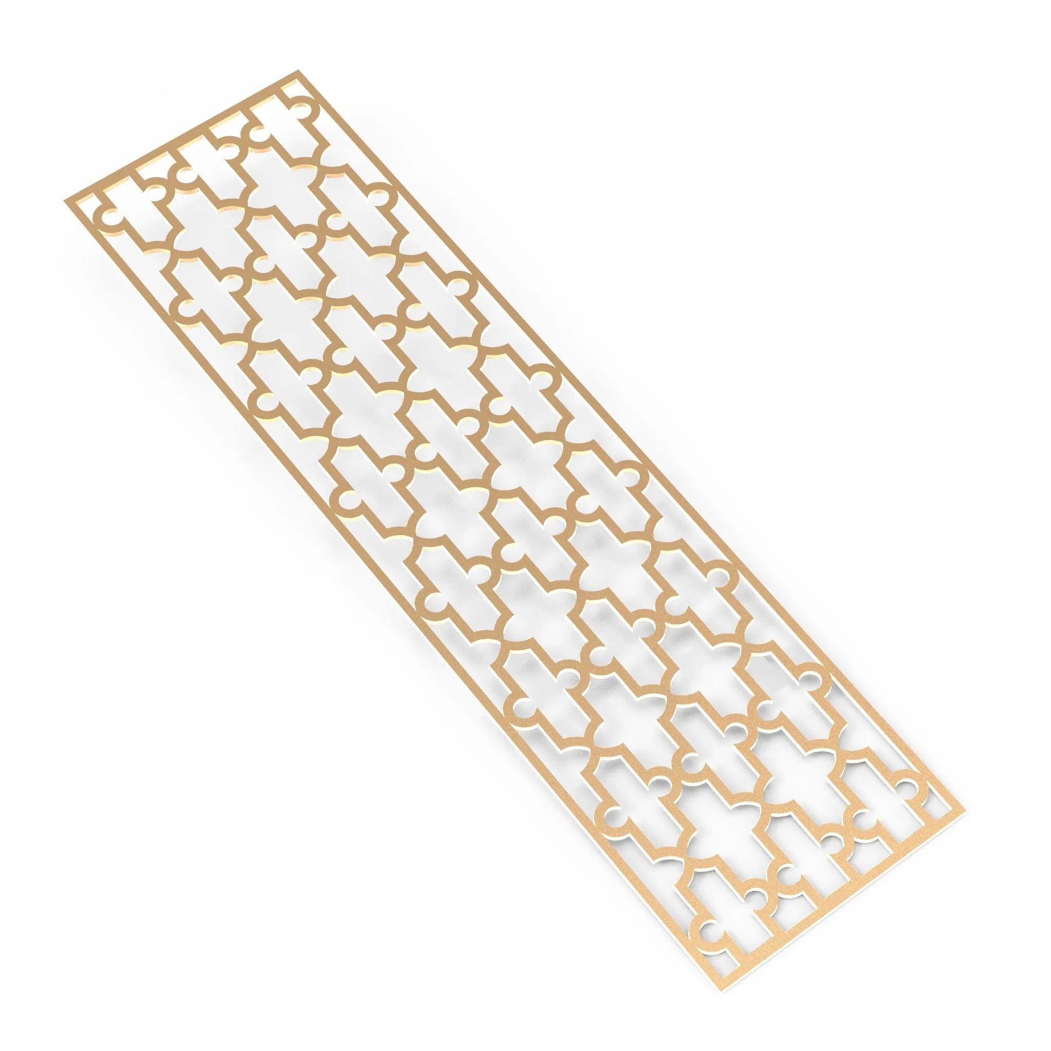 Beige silicone Baroque tuile mat with intricate quatrefoil and cross-shaped molds.