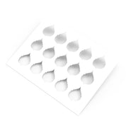 White plastic pastry stencil featuring fifteen serrated birch leaf cutouts.