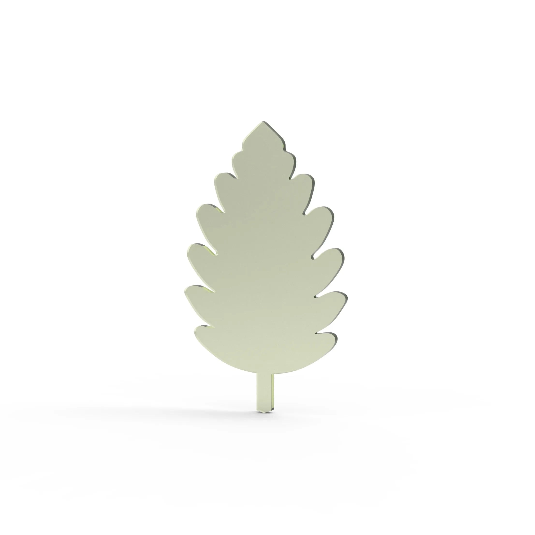 Light green birch leaf silicone tuile mold with a detailed lobed shape.