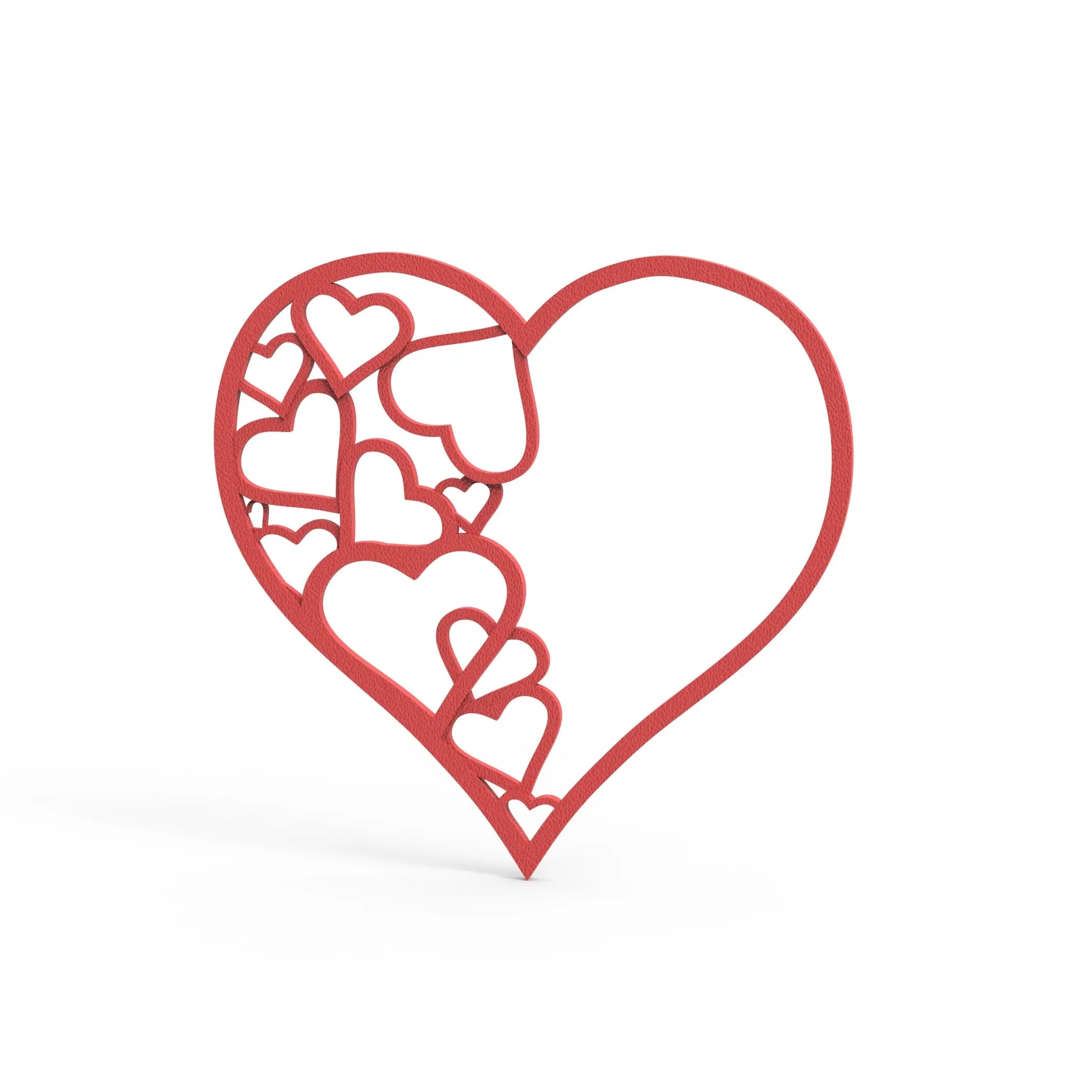 Red silicone heart tuile mold featuring a delicate, multi-heart cutout design.