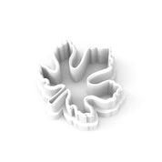 White 3D-printed fig leaf cookie cutter with lobed botanical shape.