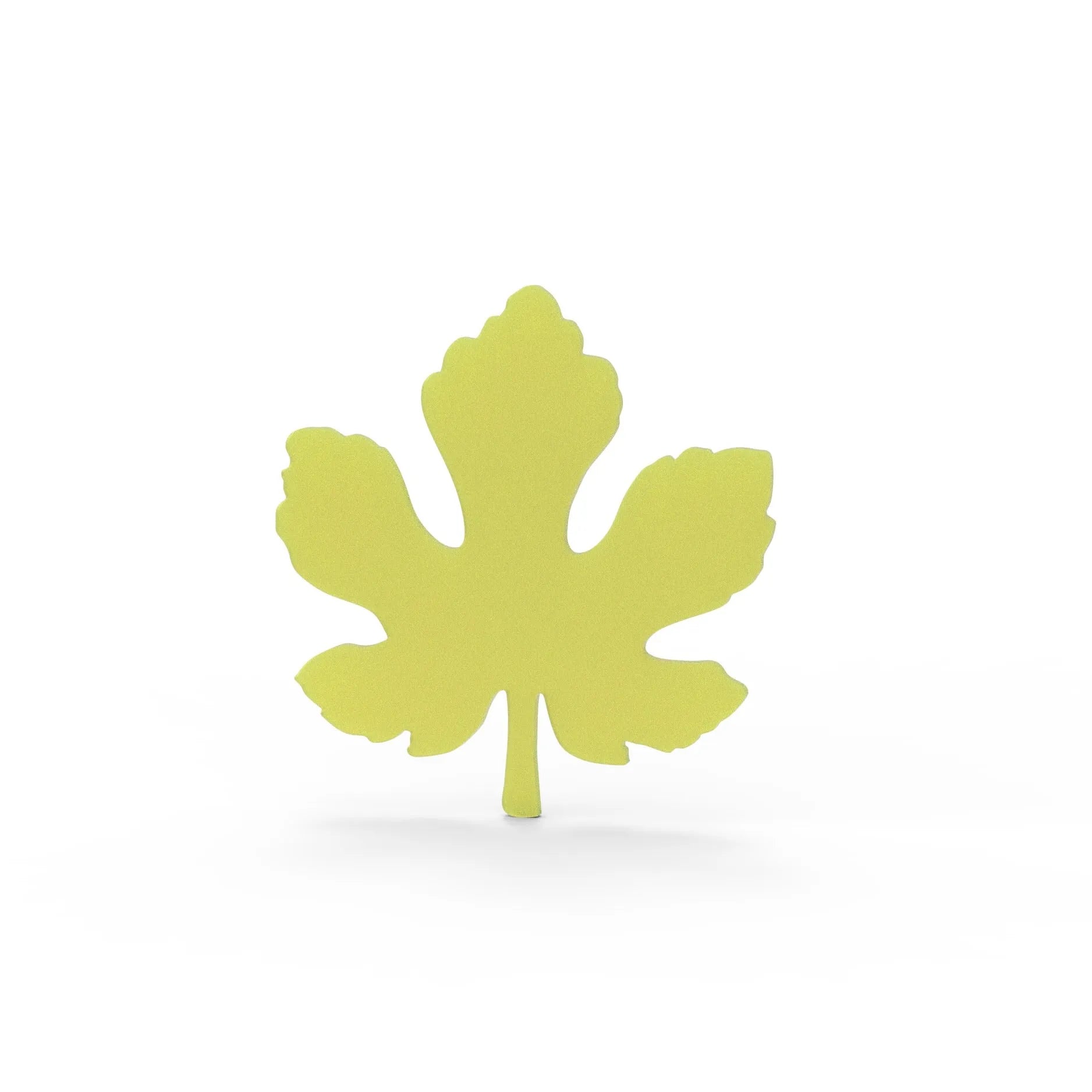 Yellow fig leaf silicone tuile mold with realistic five-lobed botanical contours.
