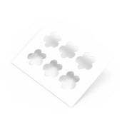 White strawberry flower pastry stencil with six five-petal floral cutouts.