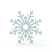 Light blue snowflake tuile silicone mold with intricate geometric cutouts.
