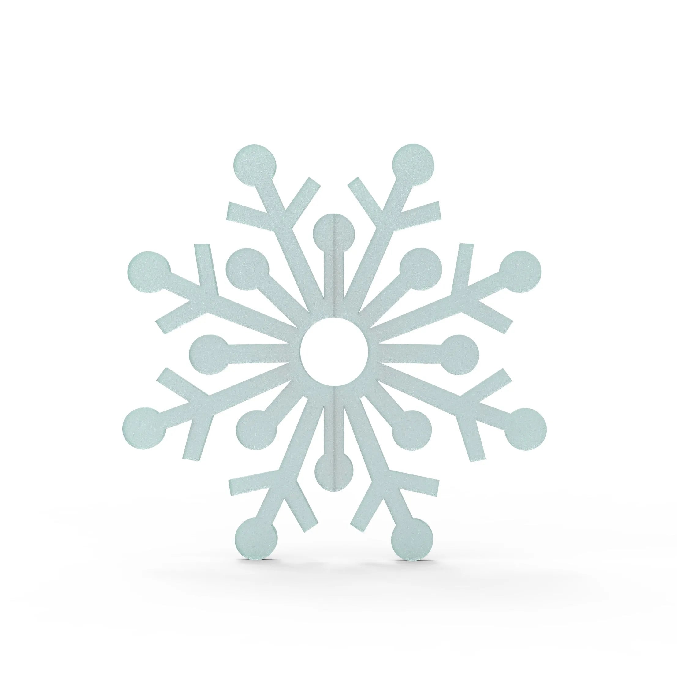Light blue snowflake tuile silicone mold with intricate geometric cutouts.