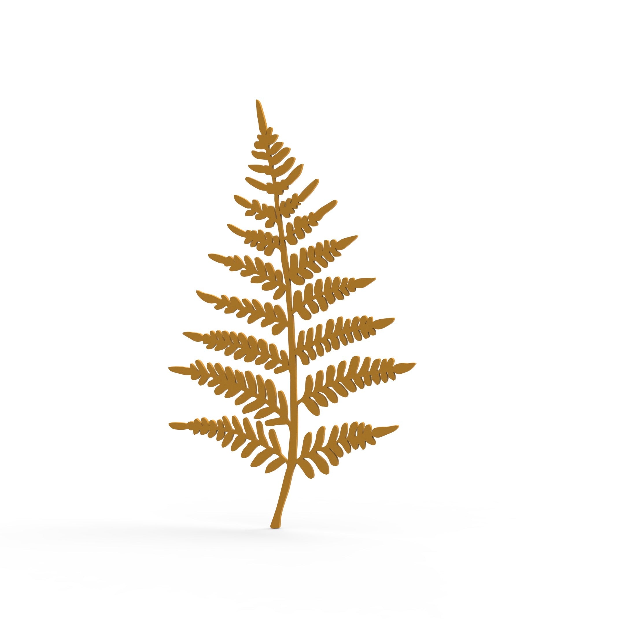 Brown fern-shaped silicone tuile mold with detailed leaf structures on a white background.