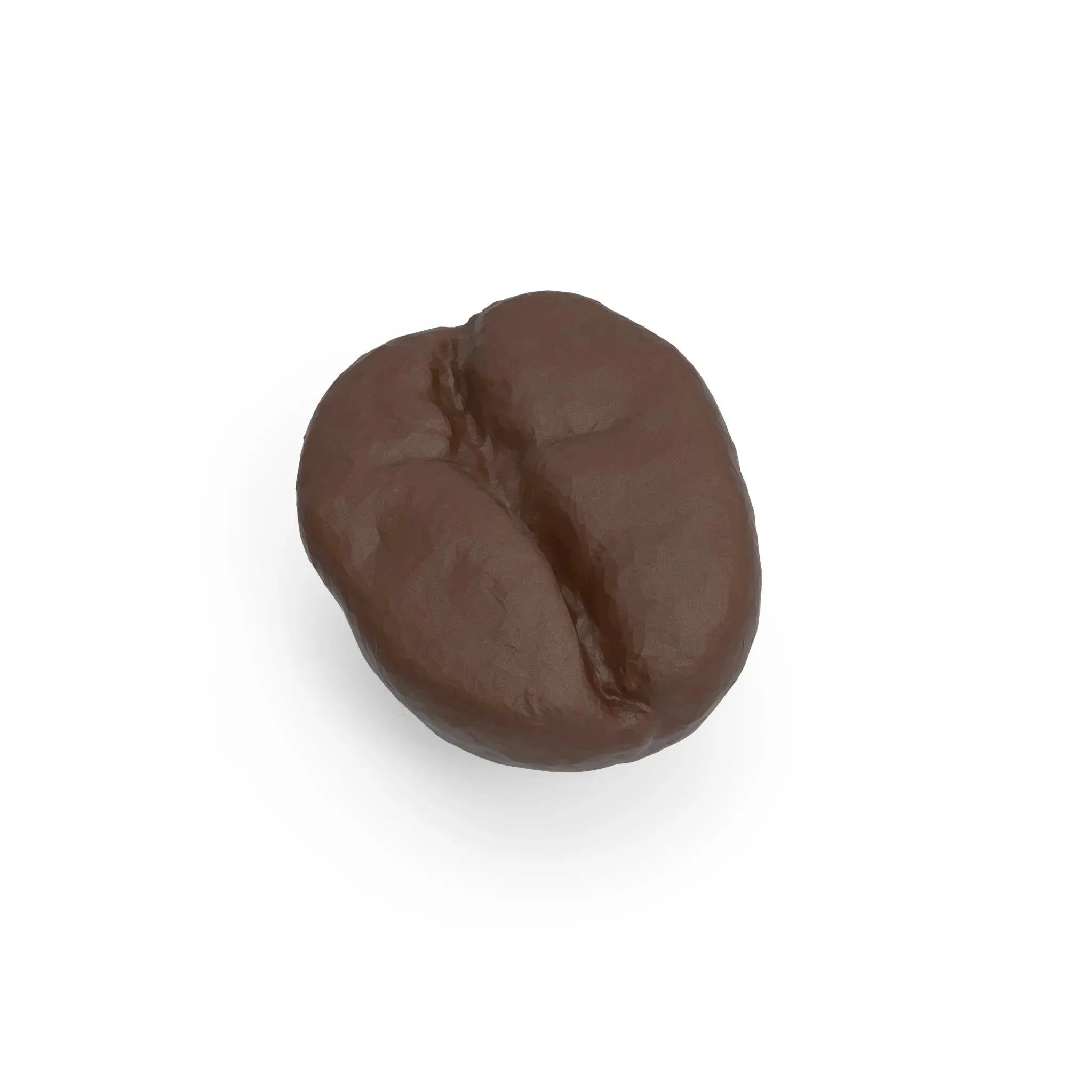 Realistic brown chocolate coffee bean molded with a detailed center crease.