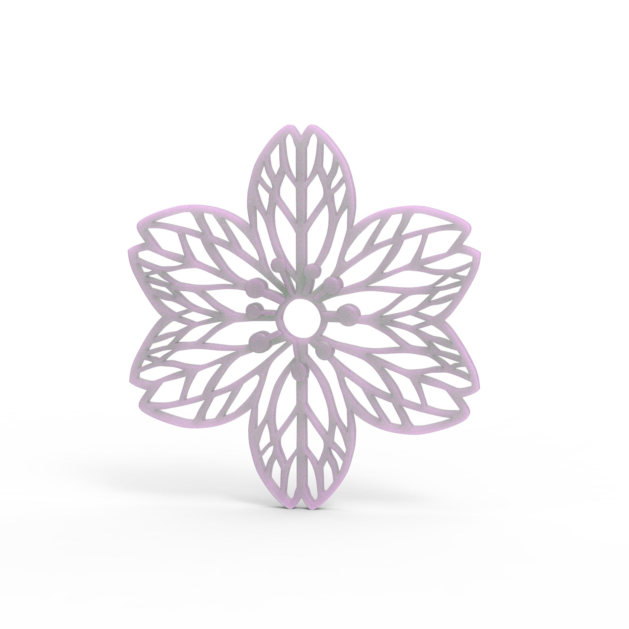 Hanami silicone tuile mold in a delicate six-petal cherry blossom shape with intricate leaf-like veins.