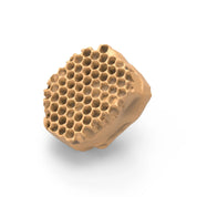 Beige silicone mold in the shape of a realistic, textured honeycomb fragment.