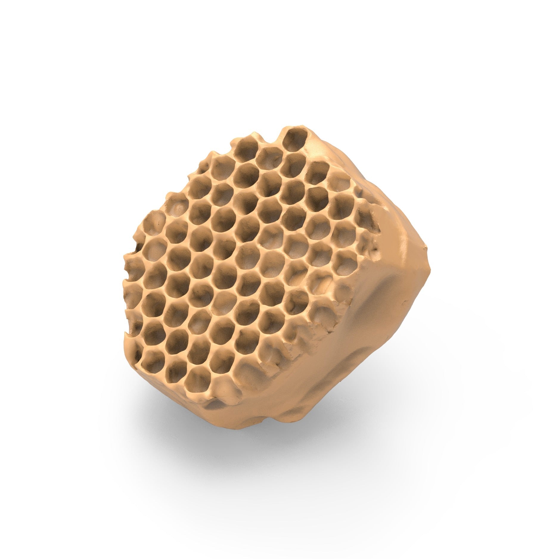 Beige silicone mini honeycomb mold with realistic hexagonal bee comb cells.