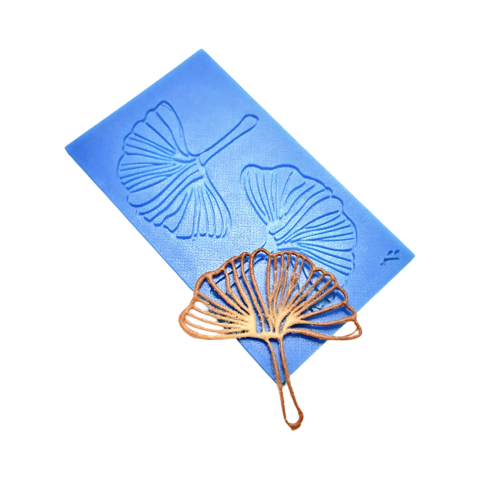 Visualisation 3D du moule tuile ginkgo, outil de pâtisserie pour décors modernes