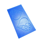 Blue silicone tuile mat featuring two large heart-shaped molds with smaller hearts inside.