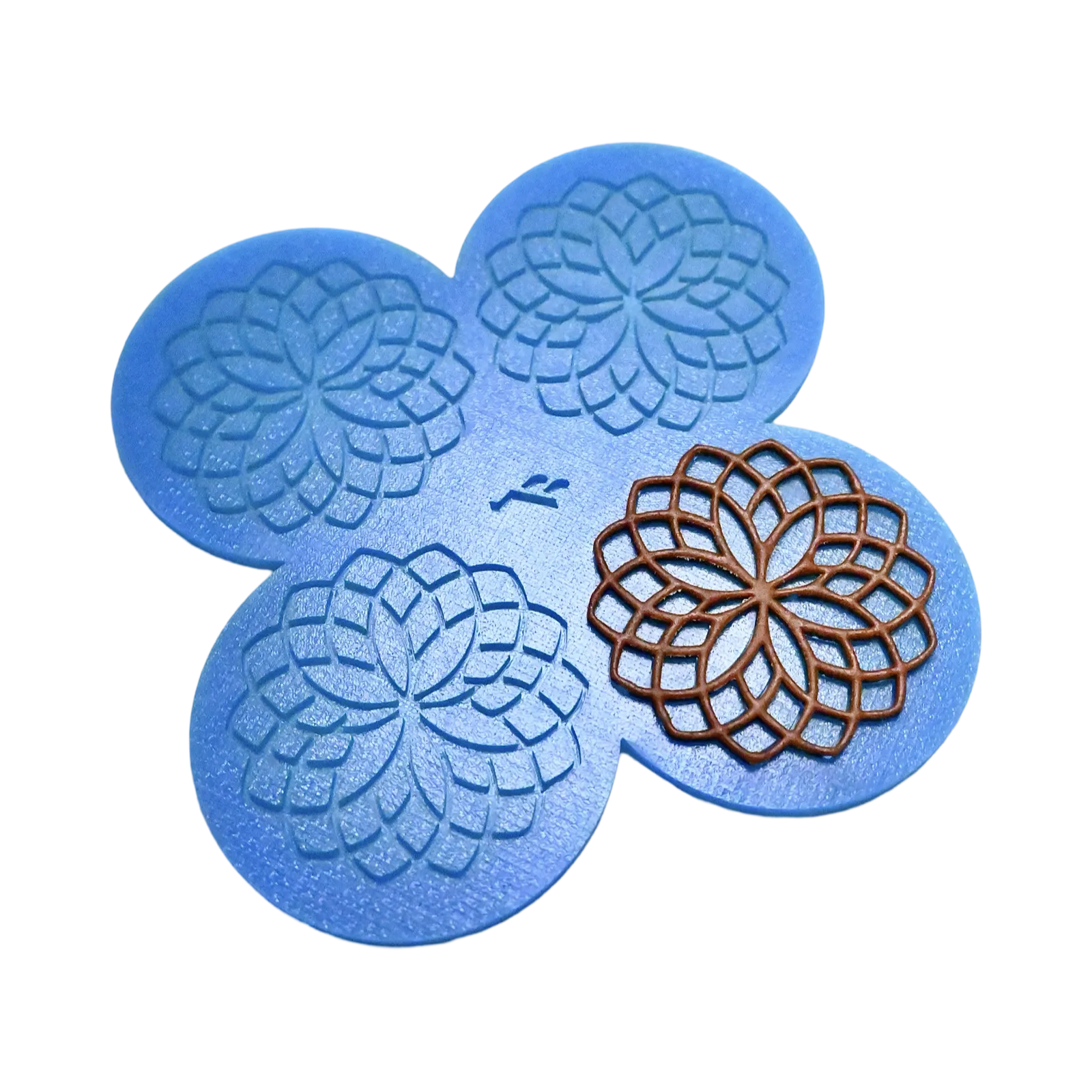 Platinum silicone mold, rosette pattern tile, 2 cavities, fine details for elegant decorations