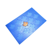 Blue silicone tuile mat with detailed maple leaf shaped mold cavities.