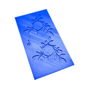 Blue silicone Tagelia tuile mat with two circular floral leaf mold cavities.