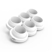 White multi-circle cookie cutter with six round, tapered molds in a grid layout.