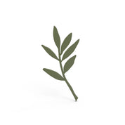 Olive green silicone mold in the shape of a slender olive branch with leaves.
