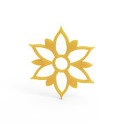 Yellow floral-shaped Onalia silicone tuile mold with a central ring and pointed petals.
