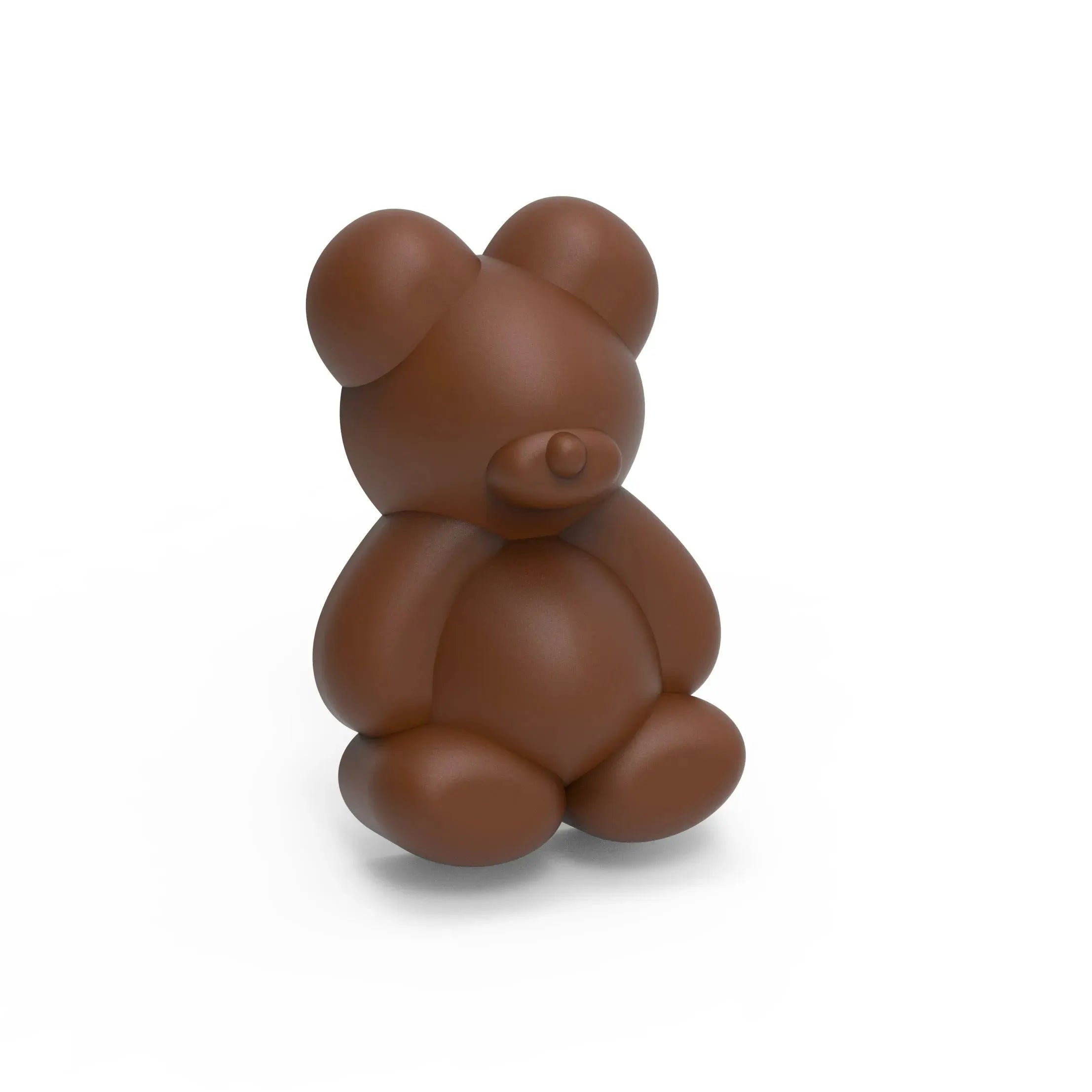 Brown teddy bear chocolate figure made from a detailed silicone dessert mold.