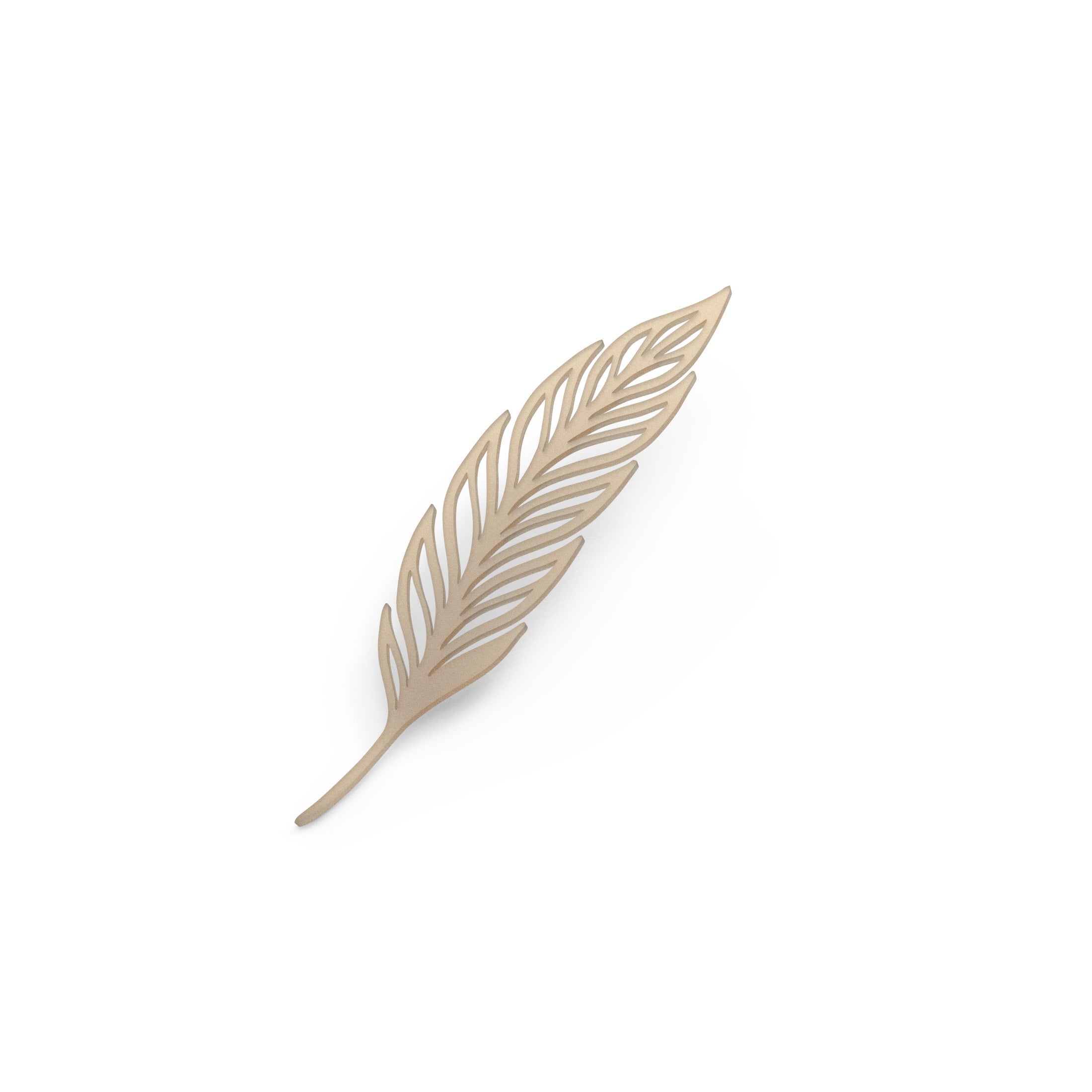 Delicate beige feather-shaped silicone tuile mold with intricate cutout details.