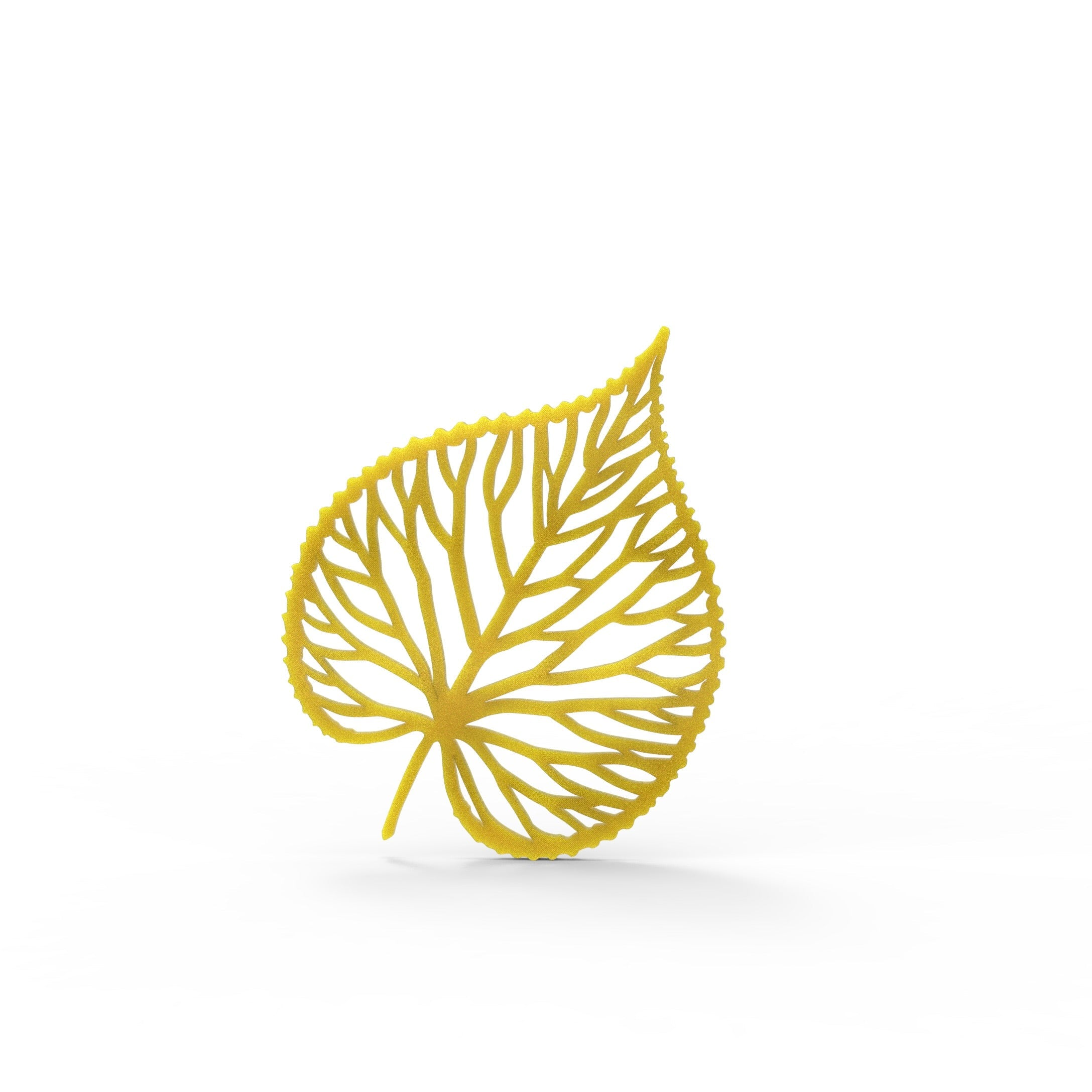 Yellow linden leaf-shaped tuile pastry decoration made with the Tilia silicone mat.