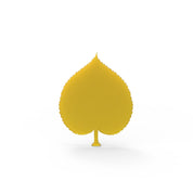 Yellow linden leaf-shaped silicone tuile mold with serrated edges on a white background.