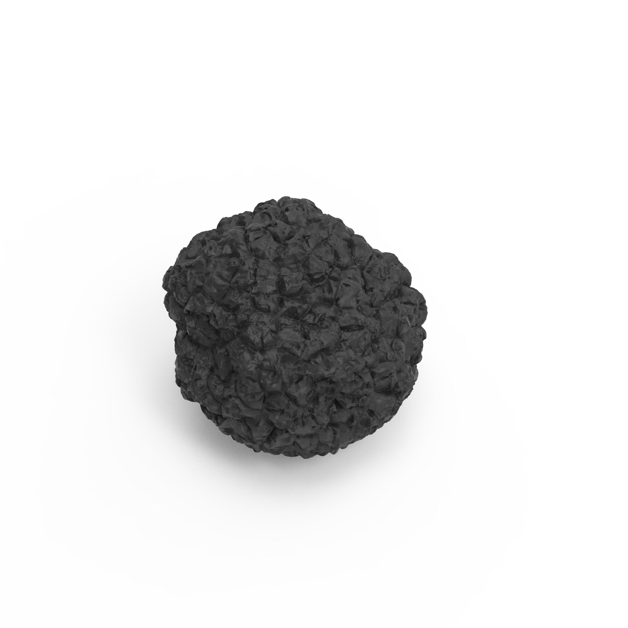 Black textured truffle-shaped silicone pastry mold on a white background.