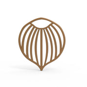 Brown hazelnut-shaped silicone tuile mold with a striped, openwork design.